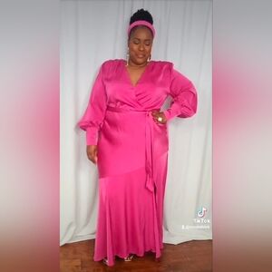 Eloquii Fuchsia Faux Wrap Dress